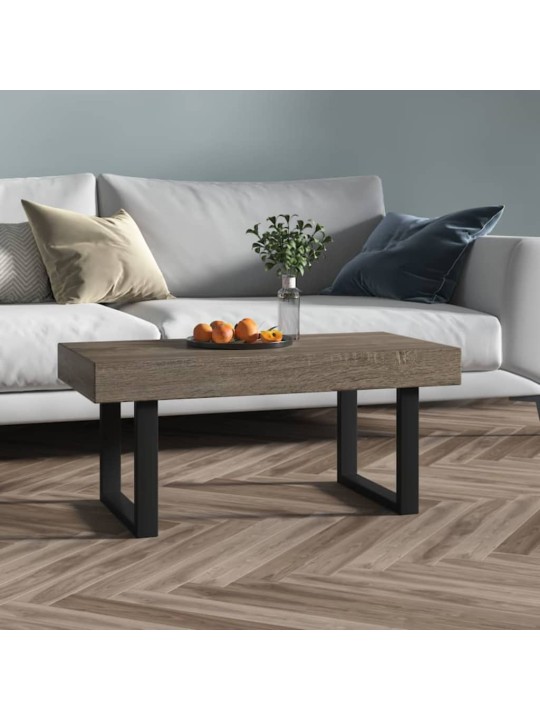 Kafijas galdiņš, melns un pelēks, 90x45x40 cm, mdf un dzelzs