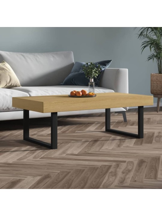 Kafijas galdiņš, 120x60x40 cm, mdf, dzelzs, gaiši brūns, melns
