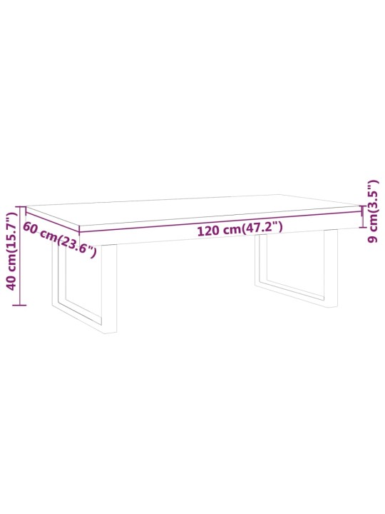 Kafijas galdiņš, 120x60x40 cm, mdf, dzelzs, tumši brūns, melns