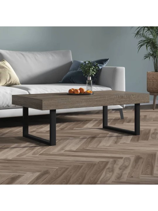 Kafijas galdiņš, melns un pelēks, 120x60x40 cm, mdf un dzelzs
