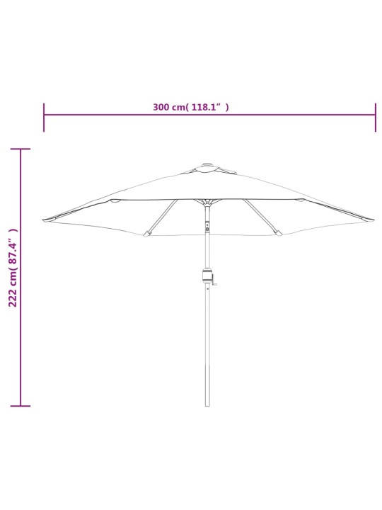 Dārza saulessargs ar metāla kātu, 300 cm, debeszils