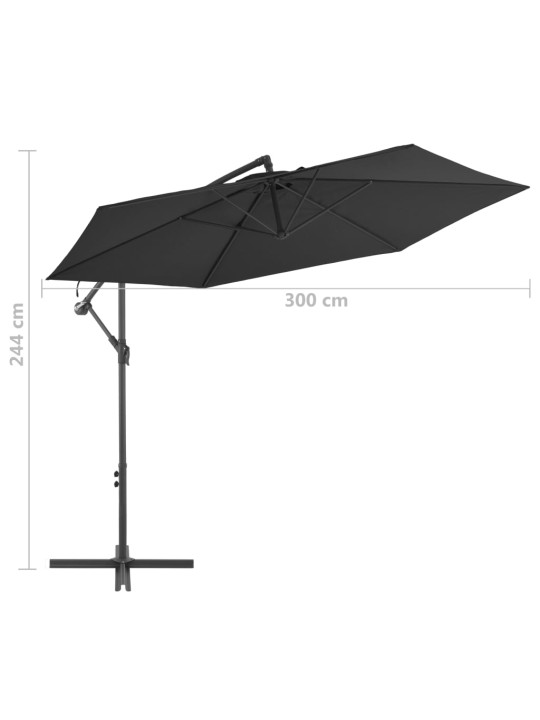 Saulessargs ar alumīnija kātu, 300 cm, melns