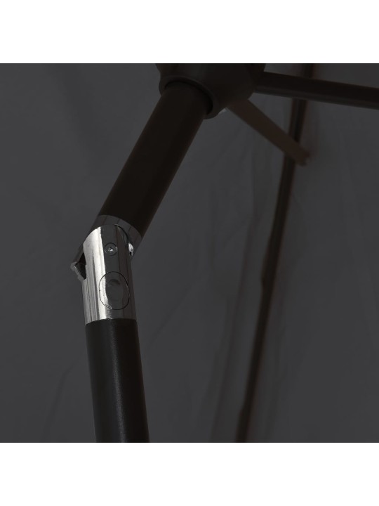 Dārza saulessargs ar led gasmiņām un tērauda kātu, 300cm, melns