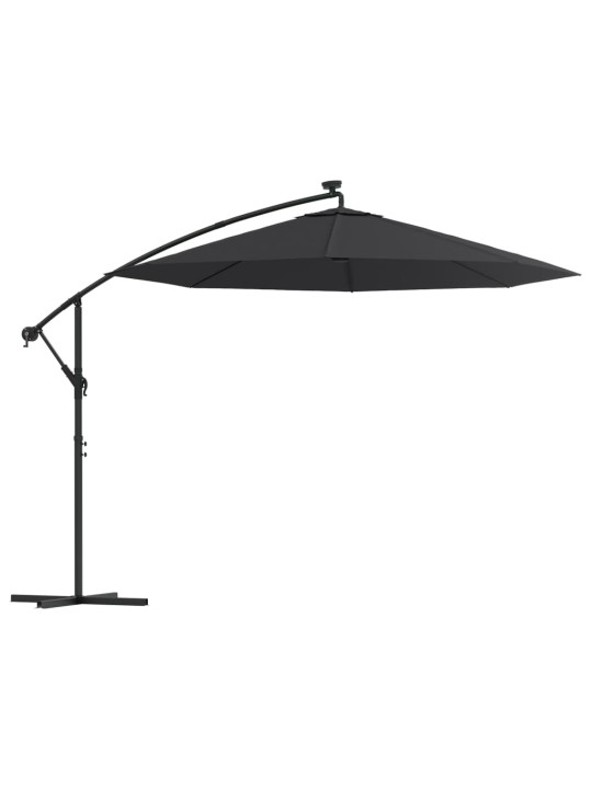 Saulessargs ar led gaismām un tērauda kātu, 300 cm, melns