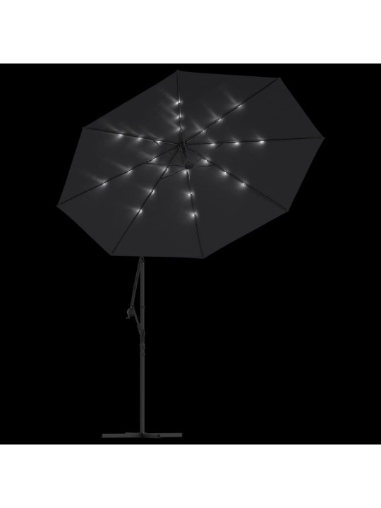 Saulessargs ar led gaismām un tērauda kātu, 300 cm, melns