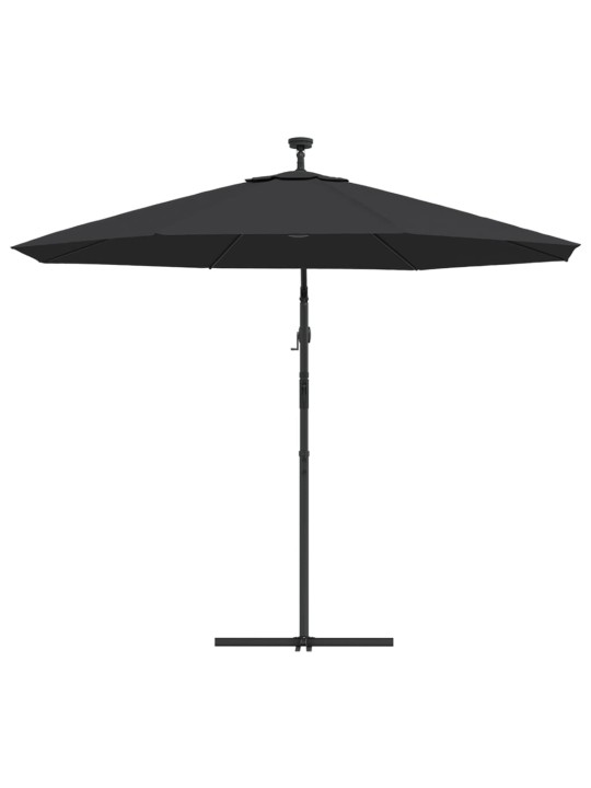 Saulessargs ar led gaismām un tērauda kātu, 300 cm, melns