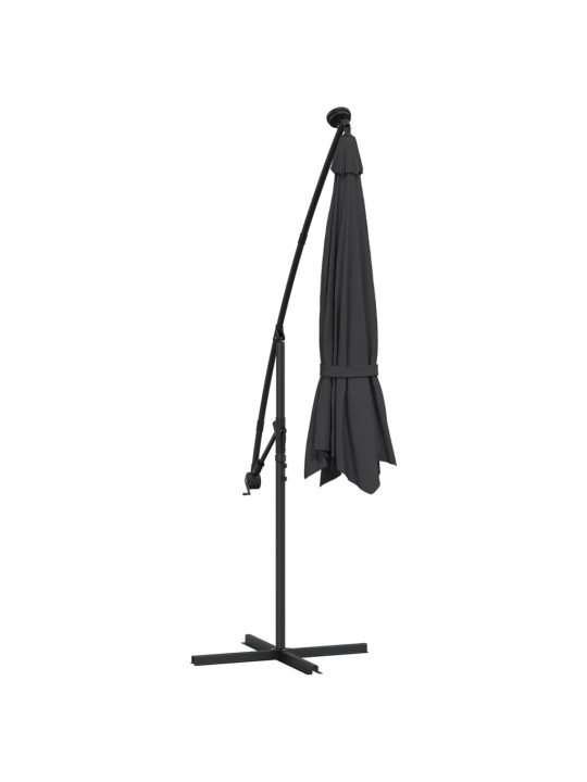 Saulessargs ar led gaismām un tērauda kātu, 300 cm, melns