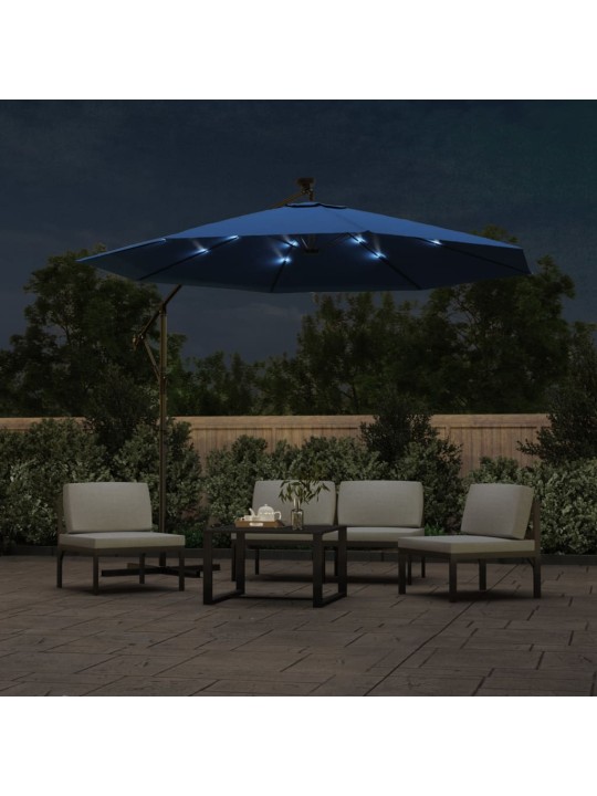 Saulessargs ar led gaismām un tērauda kātu, 300 cm, debeszils