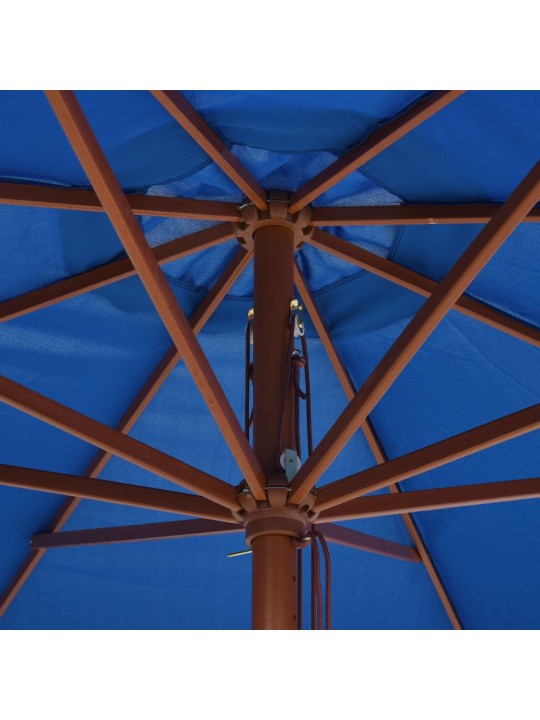 Dārza saulessargs ar koka kātu, 350 cm, zils
