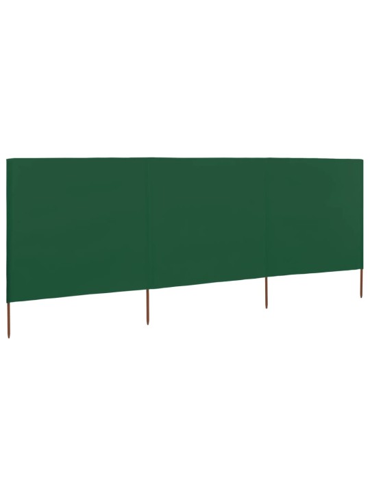 3 paneļu vēja aizsargsiets, zaļš, 400x80 cm, audums