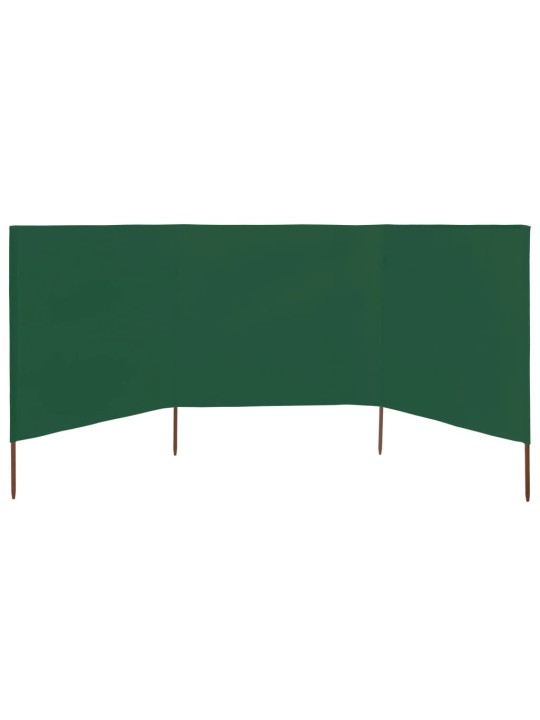 3 paneļu vēja aizsargsiets, zaļš, 400x80 cm, audums