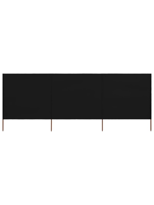 3 paneļu vēja aizsargsiets, melns, 400x120 cm, audums