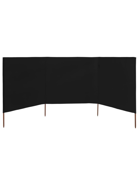 3 paneļu vēja aizsargsiets, melns, 400x120 cm, audums