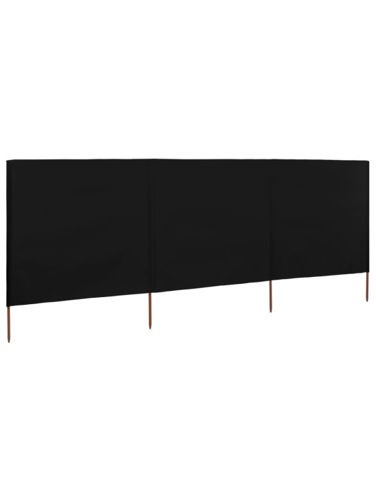 3 paneļu vēja aizsargsiets, melns, 400x160 cm, audums