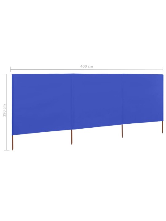 3 paneļu vēja aizsargsiets, debeszils, 400x160 cm, audums