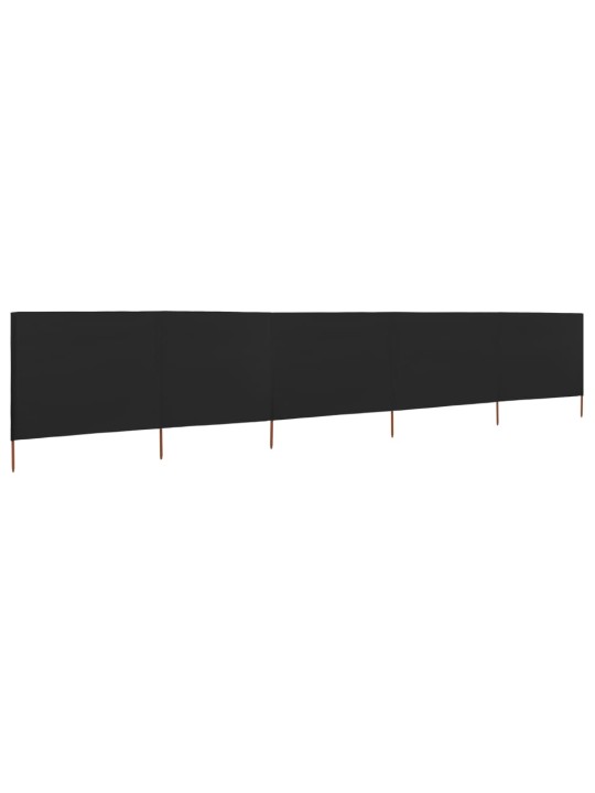 5 paneļu vēja aizsargsiets, melns, 600x120 cm, audums