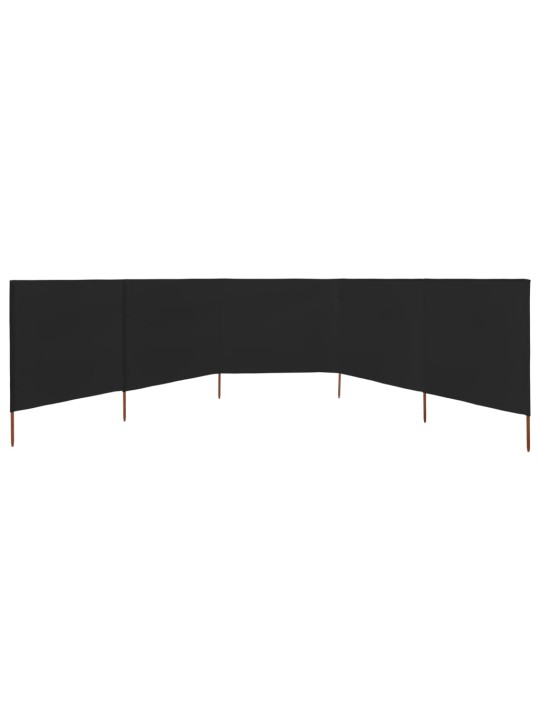 5 paneļu vēja aizsargsiets, melns, 600x120 cm, audums