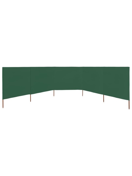 5 paneļu vēja aizsargsiets, zaļš, 600x160 cm, audums