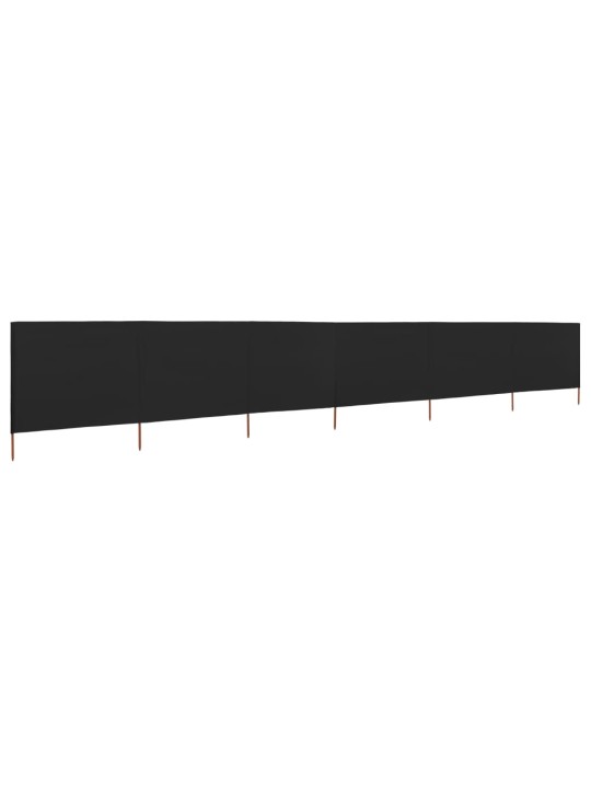 6 paneļu vēja aizsargsiets, melns, 800x80 cm, audums