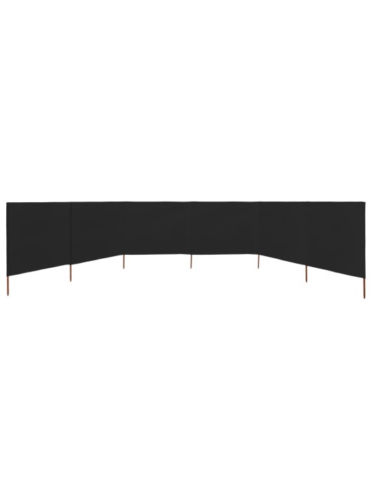6 paneļu vēja aizsargsiets, melns, 800x80 cm, audums