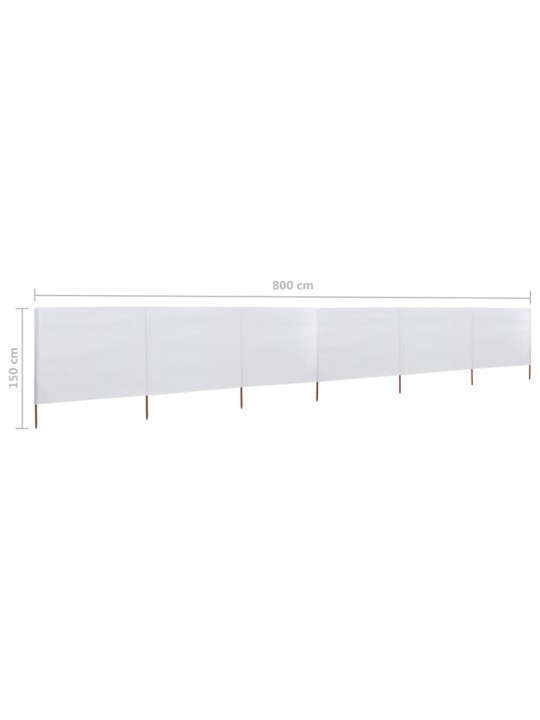 6 paneļu vēja aizsargsiets, smilšu balts, 800x120 cm, audums