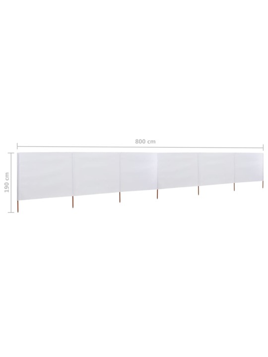 6 paneļu vēja aizsargsiets, smilšu balts, 800x160 cm, audums