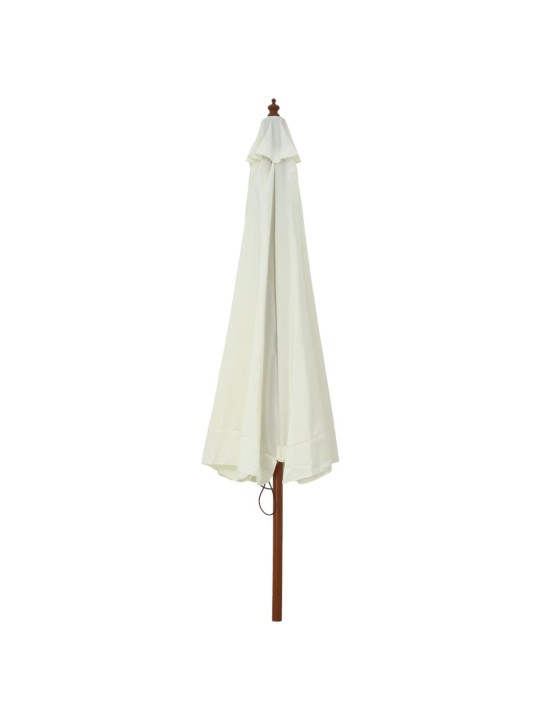 Dārza saulessargs ar koka kātu, 330 cm, smilšu balts