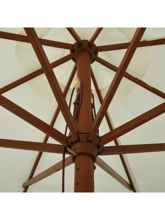 Dārza saulessargs ar koka kātu, 330 cm, smilšu balts