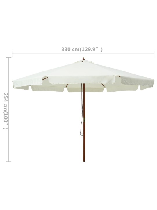 Dārza saulessargs ar koka kātu, 330 cm, smilšu balts
