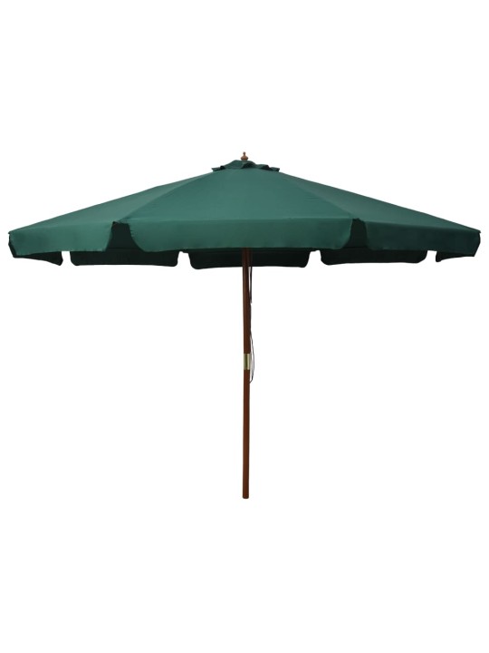 Dārza saulessargs ar koka kātu, 330 cm, zaļš