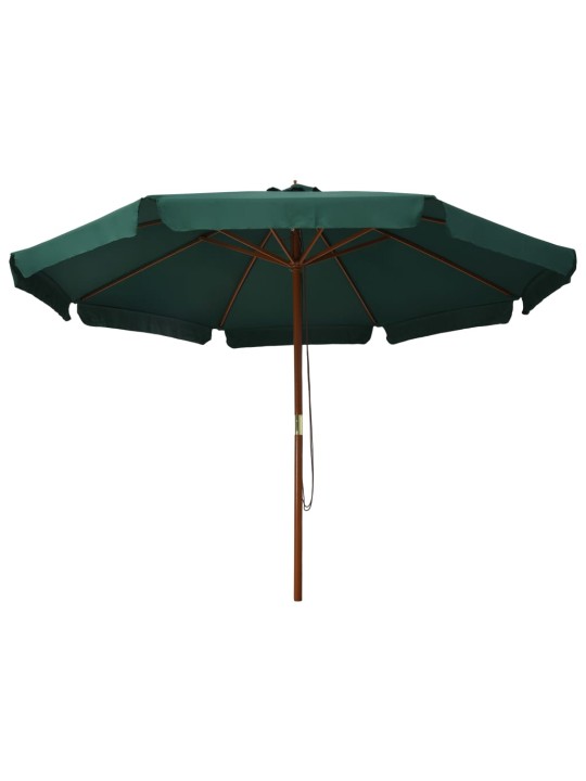Dārza saulessargs ar koka kātu, 330 cm, zaļš