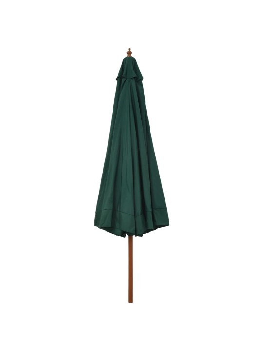 Dārza saulessargs ar koka kātu, 330 cm, zaļš