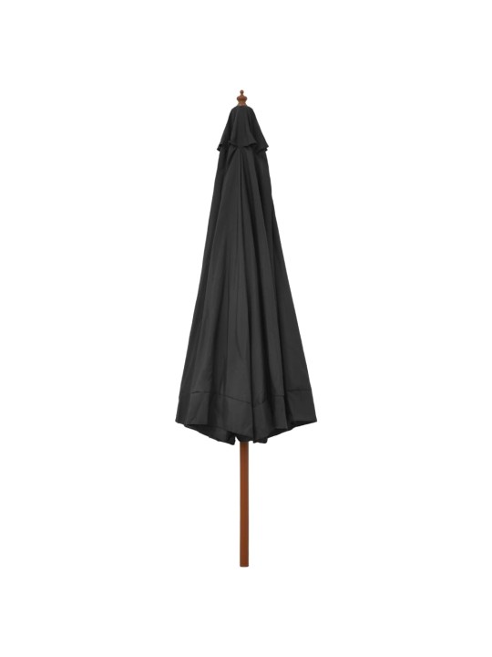 Dārza saulessargs ar koka kātu, 330 cm, antracītpelēks