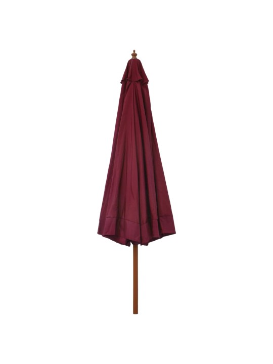 Dārza saulessargs ar koka kātu, 330 cm, vīnsarkans