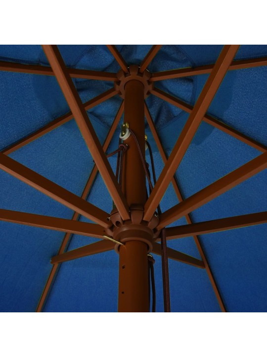 Dārza saulessargs ar koka kātu, 330 cm, debeszils