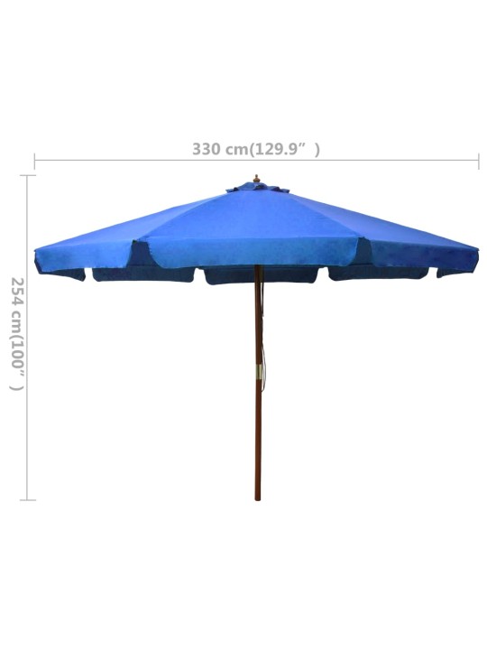 Dārza saulessargs ar koka kātu, 330 cm, debeszils