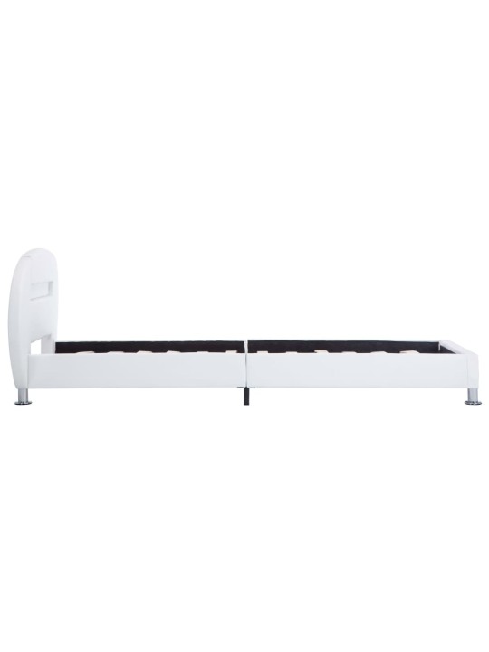 Gultas rāmis ar led, balta mākslīgā āda, 100x200 cm