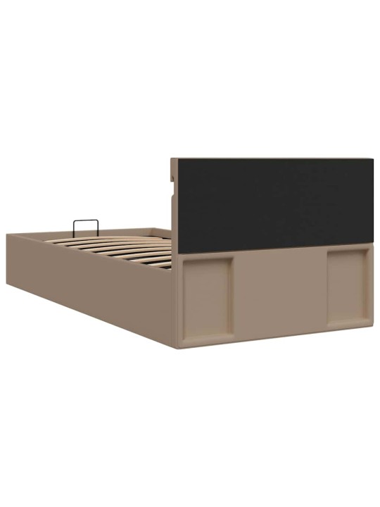 Hidrauliskais gultas rāmis ar led, mākslīgā āda, 90x200 cm