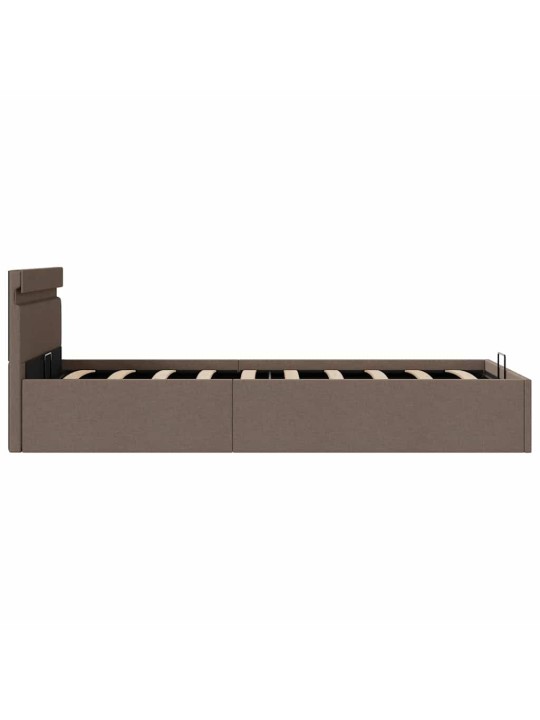 Hidraulisks gultas rāmis ar led, pelēkbrūns audums, 100x200 cm