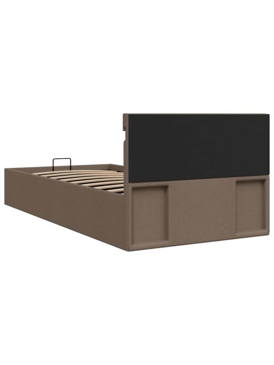 Hidraulisks gultas rāmis ar led, pelēkbrūns audums, 100x200 cm