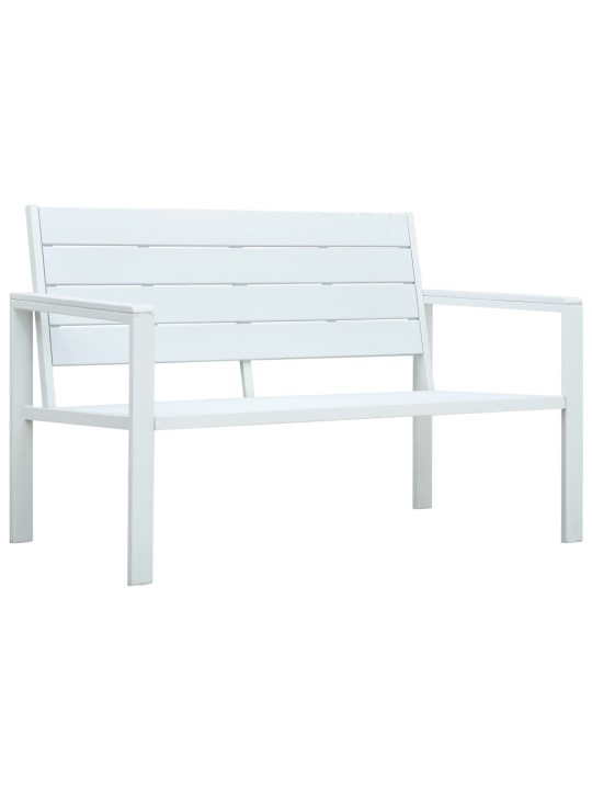 Dārza sols, 120 cm, balts hdpe, koka imitācija