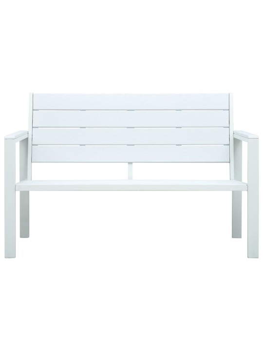 Dārza sols, 120 cm, balts hdpe, koka imitācija