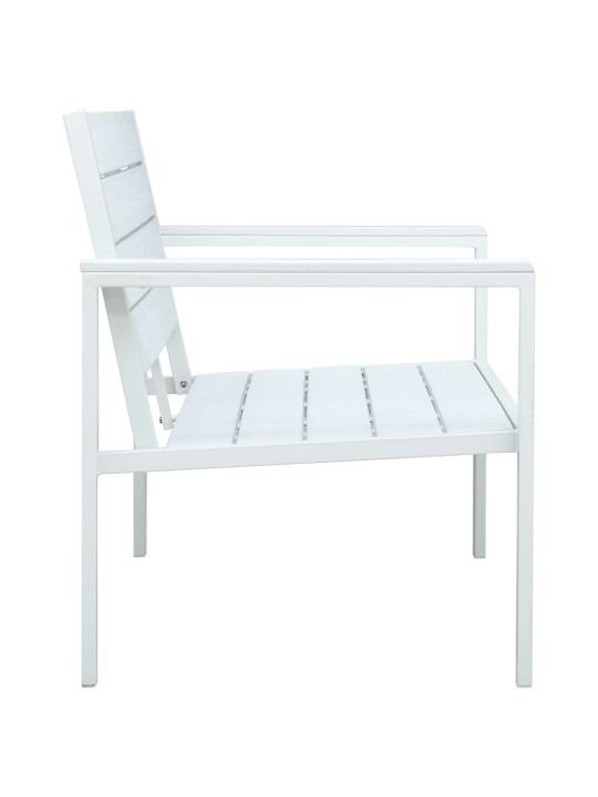 Dārza sols, 120 cm, balts hdpe, koka imitācija