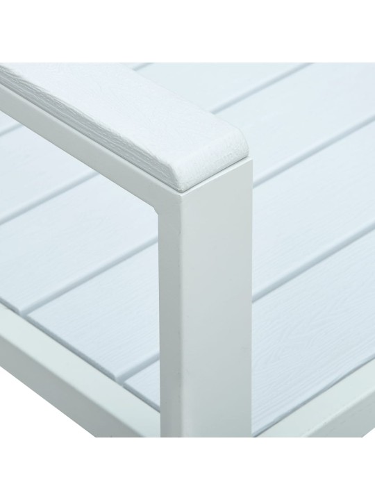 Dārza sols, 120 cm, balts hdpe, koka imitācija