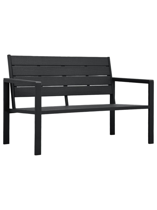 Dārza sols, 120 cm, melns hdpe, koka imitācija