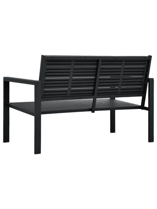 Dārza sols, 120 cm, melns hdpe, koka imitācija