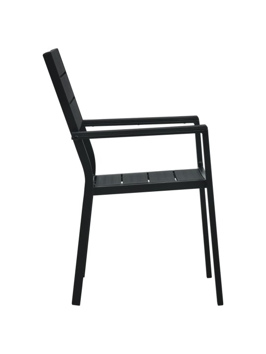 Dārza krēsli, 4 gab., koka imitācija, melns hdpe