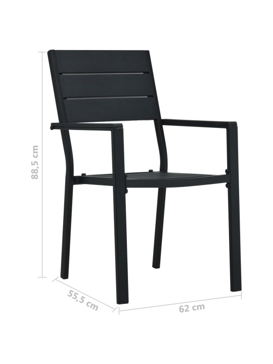 Dārza krēsli, 4 gab., koka imitācija, melns hdpe