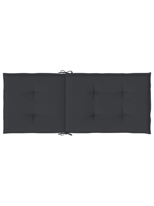 Dārza krēslu spilveni, 2 gab., melni, 120x50x3 cm, audums