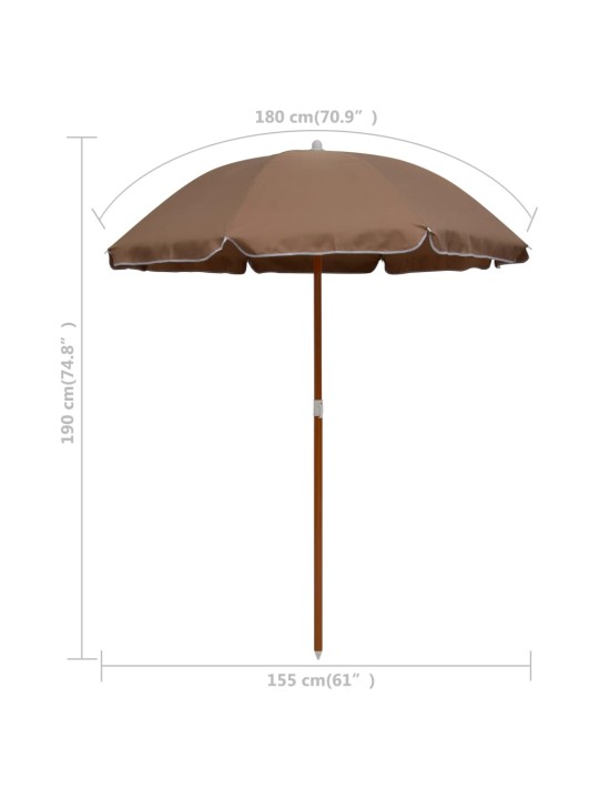 Saulessargs ar tērauda kātu, 180 cm, pelēkbrūns
